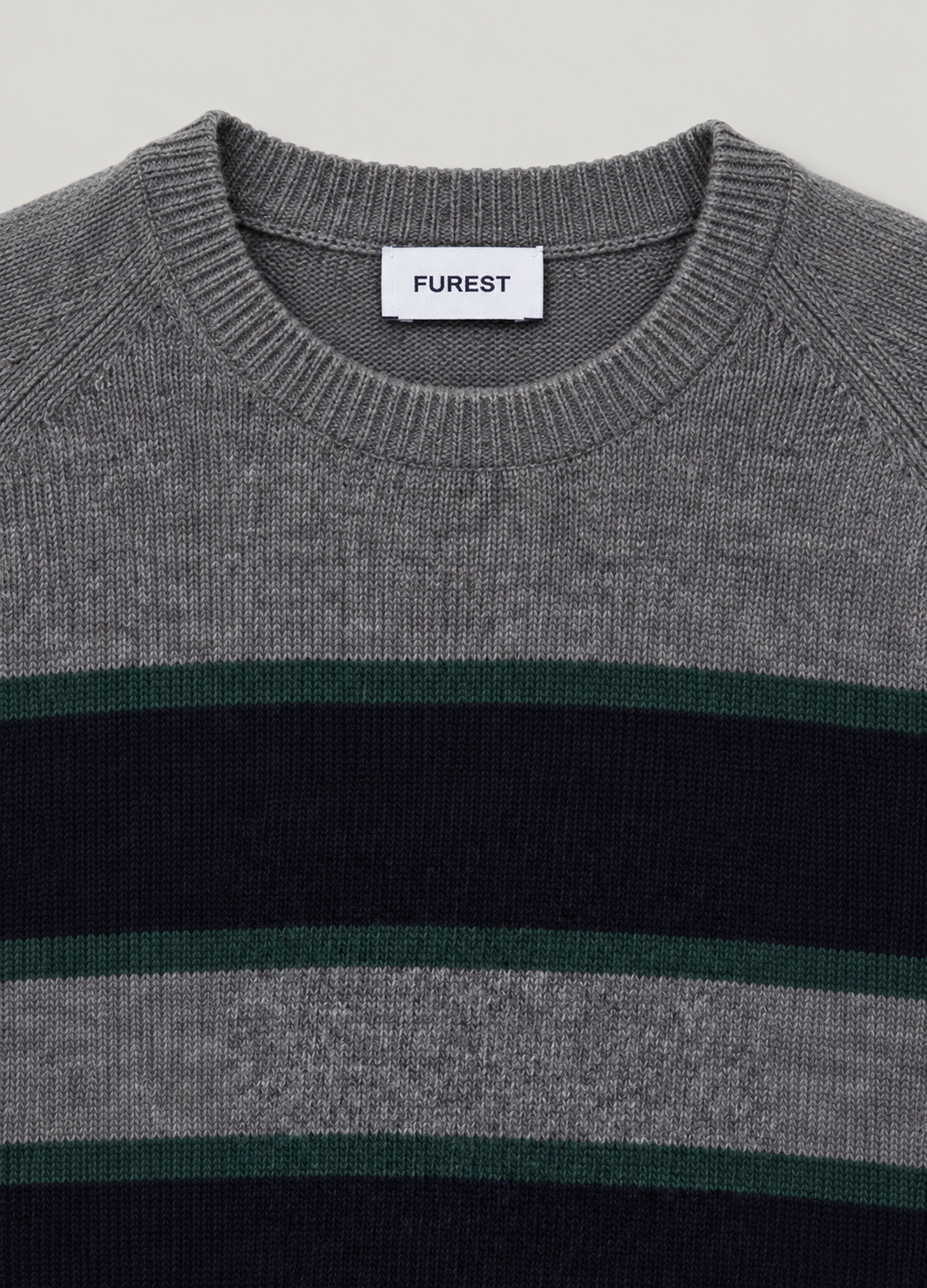 Jersey Ranglan Stripes Crew Neck Gris