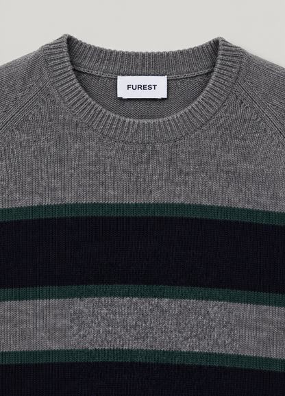 Jersey Ranglan Stripes Crew Neck Gris