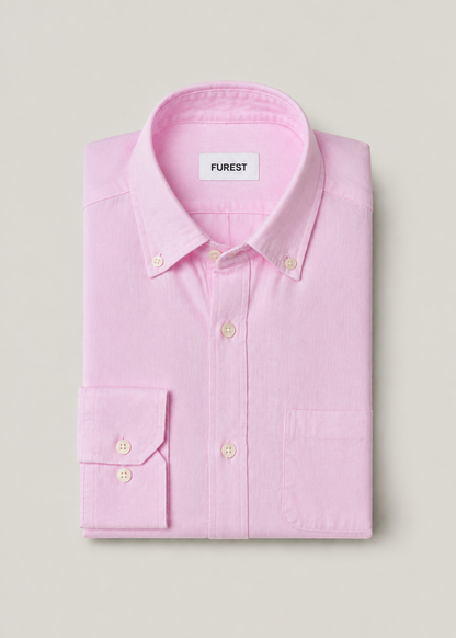 Camisa algodón y lino rosa