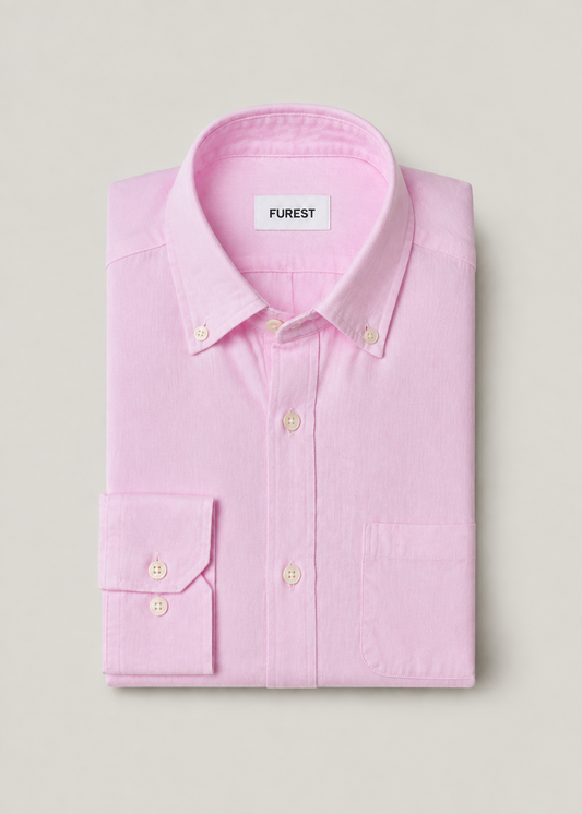 Camisa algodón y lino rosa