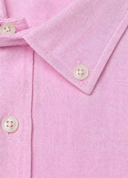 Camisa algodón y lino rosa
