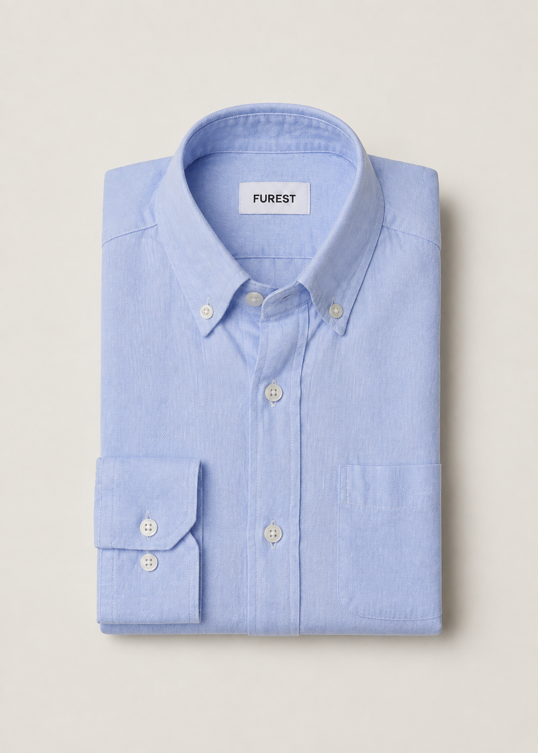 Camisa algodón y lino celeste