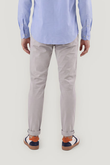 Pearl gray casual chino pants