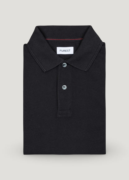 Polo manga larga piqué negro