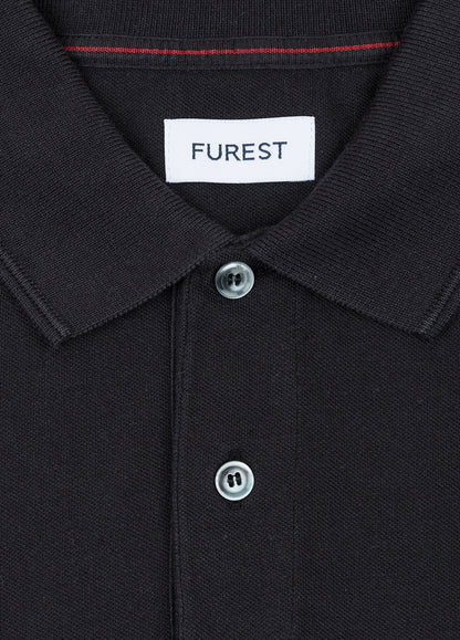 Polo manga larga piqué negro