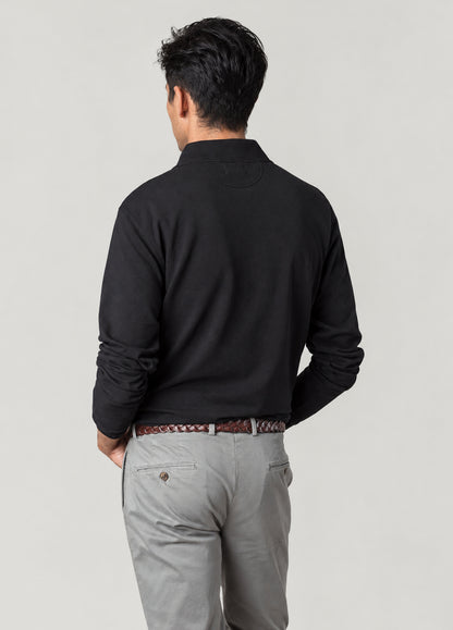 Polo manga larga piqué negro