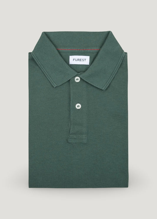 Green pique polo