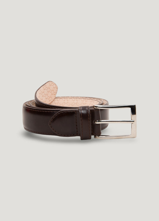 Dark brown smooth leather dress belt