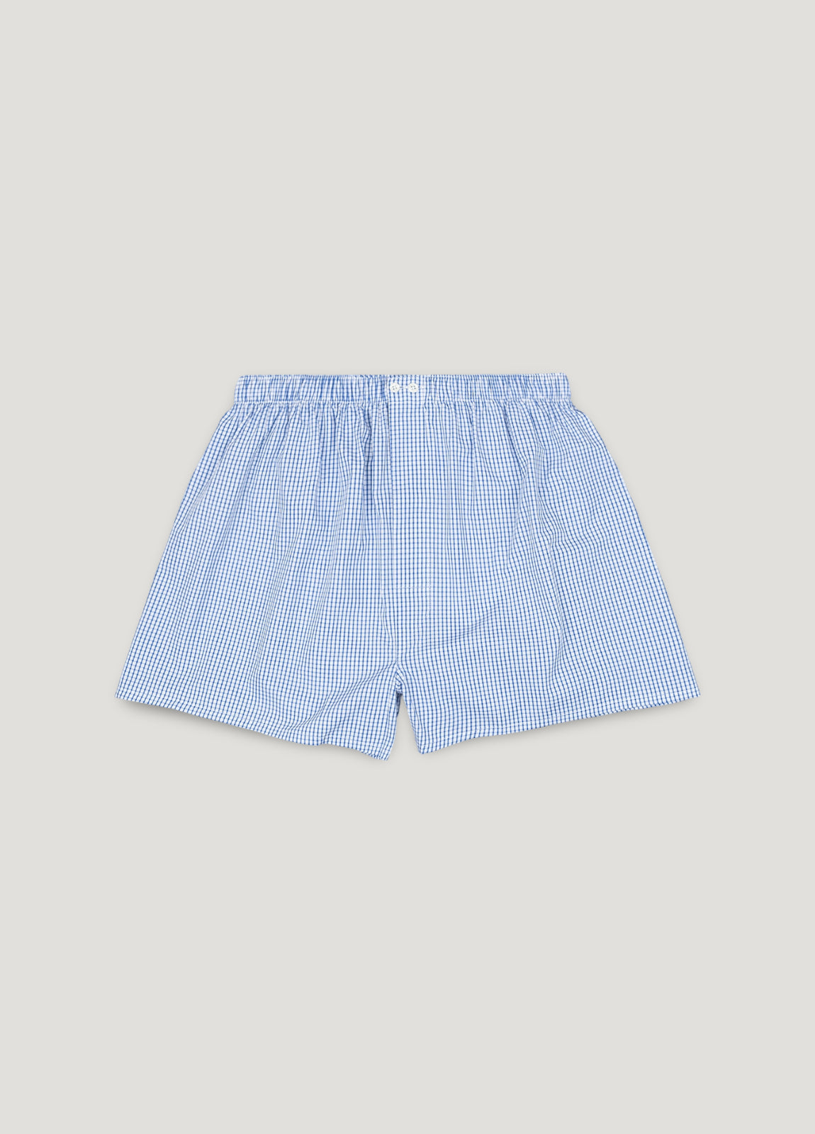 Blue checkered boxer
