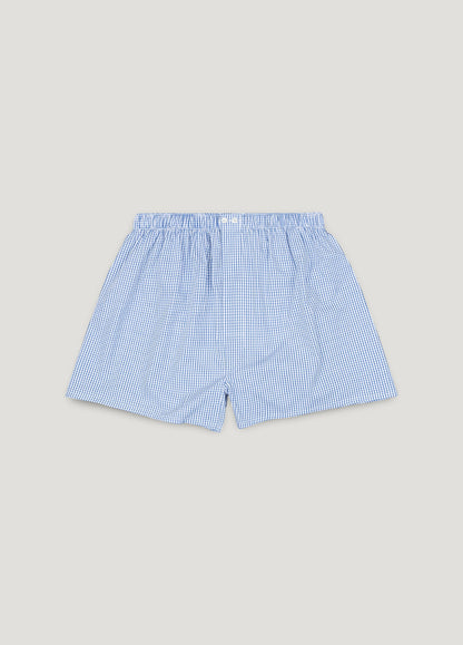 Blue checkered boxer