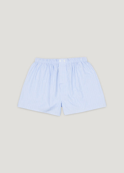 Light blue boxer with white stripes
