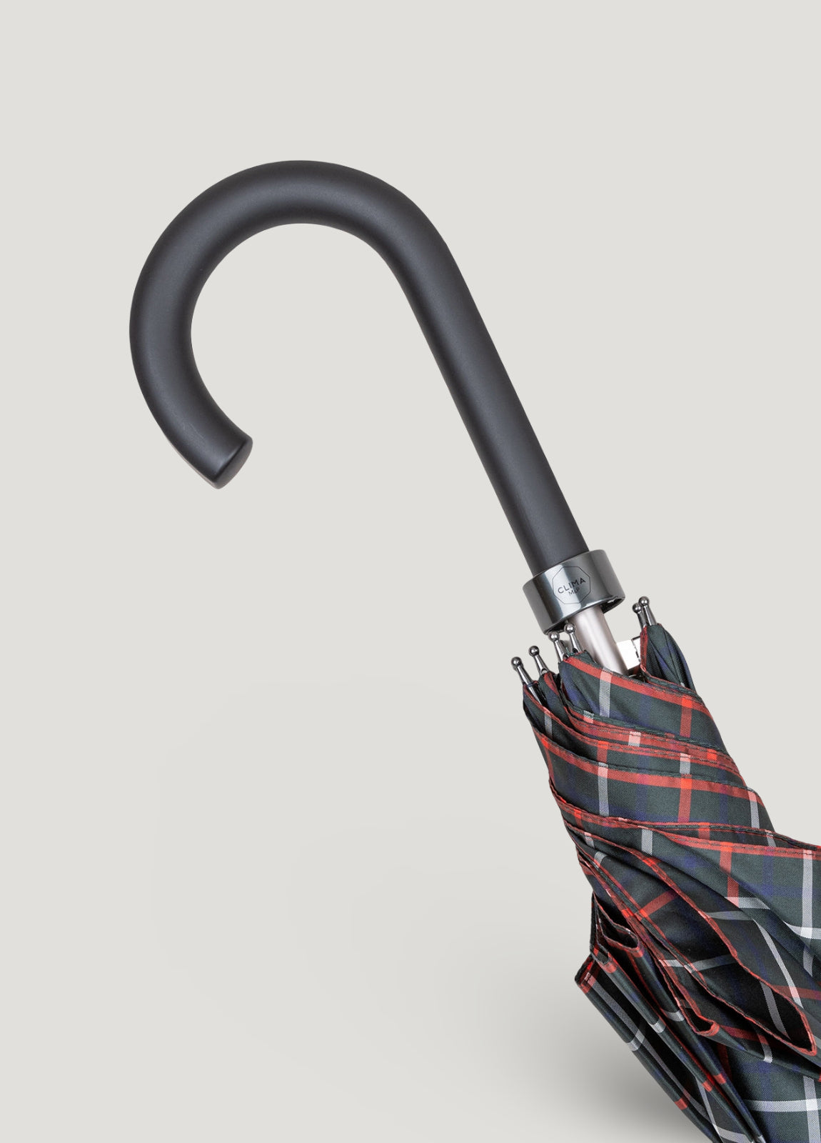 Bottle green checked umbrella