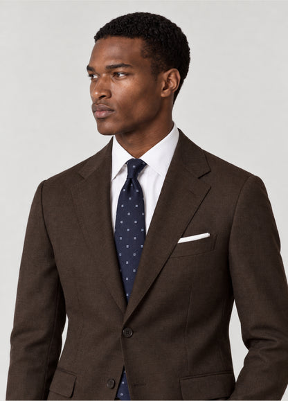 Traje Oxford Tailored Fit 2 botones marrón jaspeado a medida