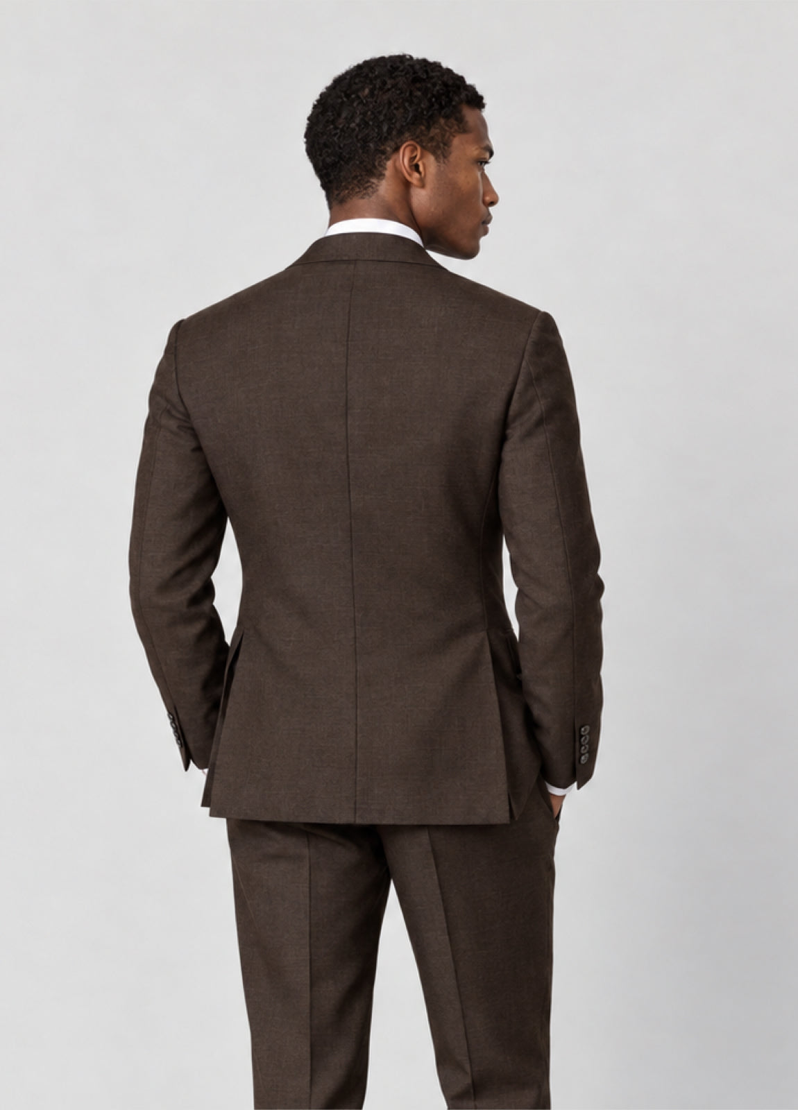 Traje Oxford Tailored Fit 2 botones marrón jaspeado a medida