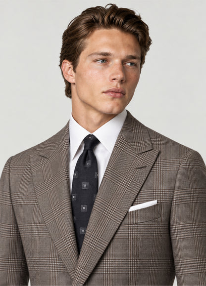 Traje Oxford Tailored Fit 2 botones príncipe de Gales beige a medida