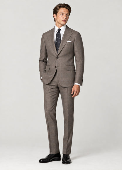Traje Oxford Tailored Fit 2 botones príncipe de Gales beige a medida