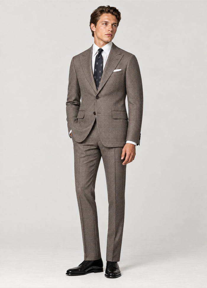 Traje Oxford Tailored Fit 2 botones príncipe de Gales beige