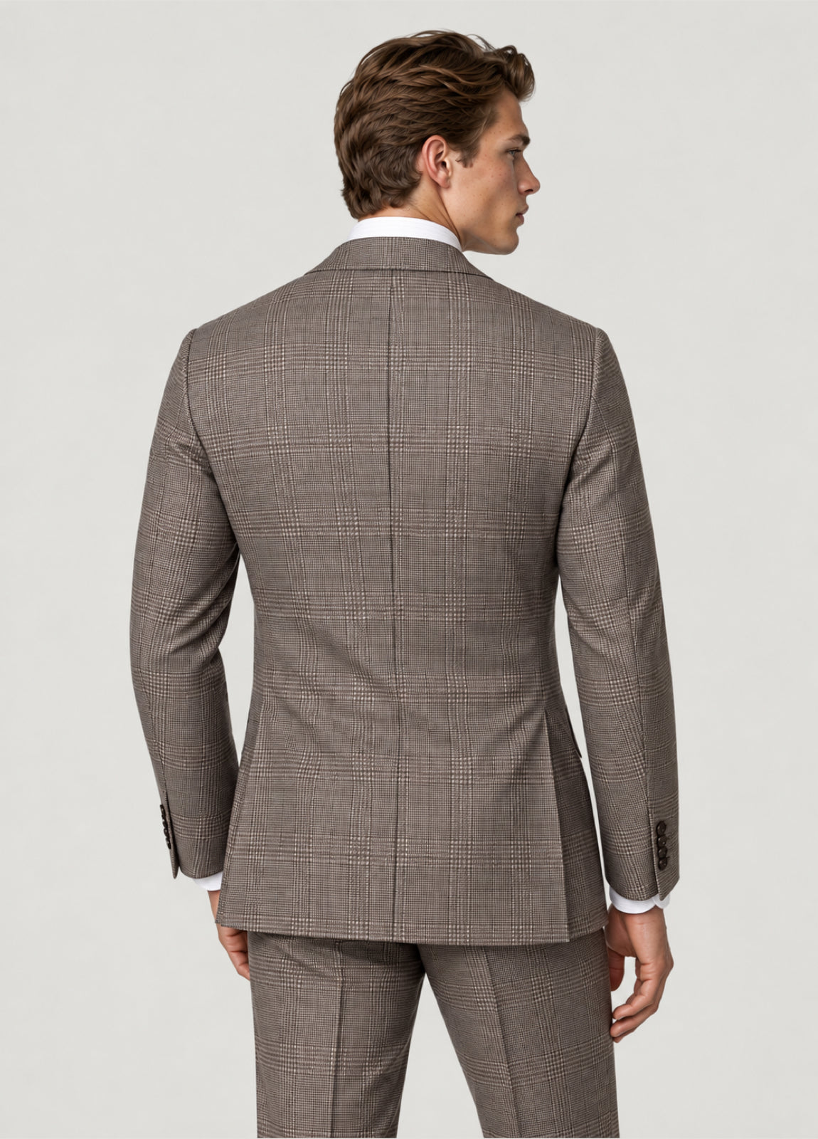Traje Oxford Tailored Fit 2 botones príncipe de Gales beige a medida