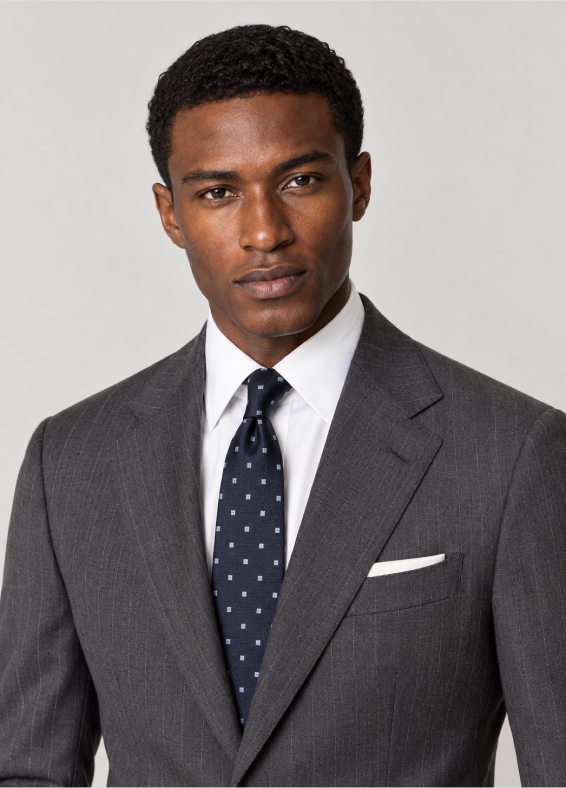 Traje Oxford Tailored Fit 2 botones gris raya diplomática a medida
