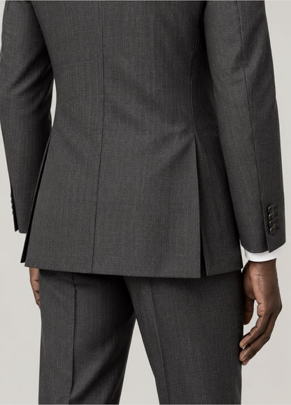 Traje Oxford Tailored Fit 2 botones gris raya diplomática a medida