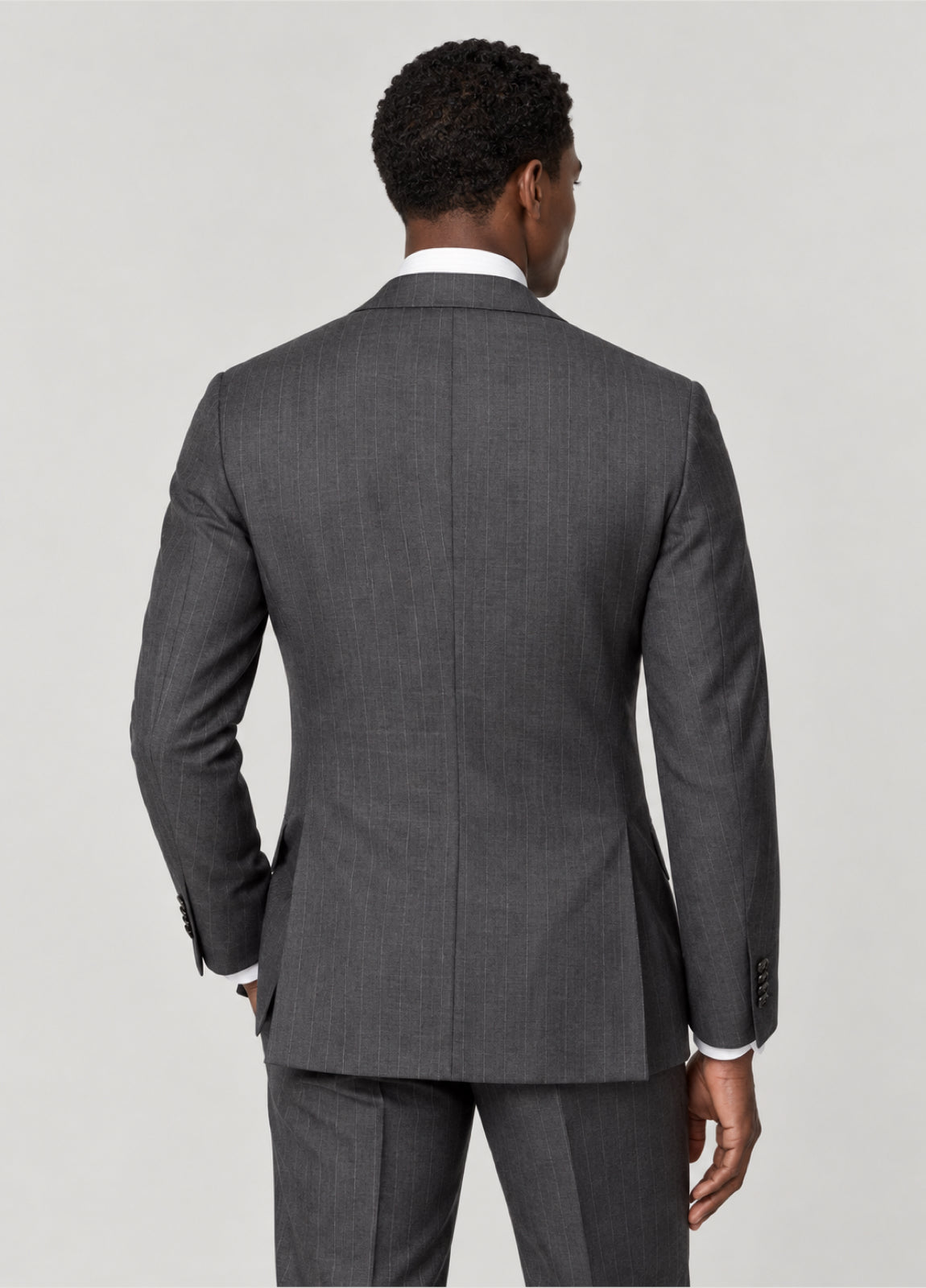 Traje Oxford Tailored Fit 2 botones gris raya diplomática a medida