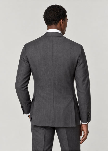 Traje Oxford Tailored Fit 2 botones gris raya diplomática a medida