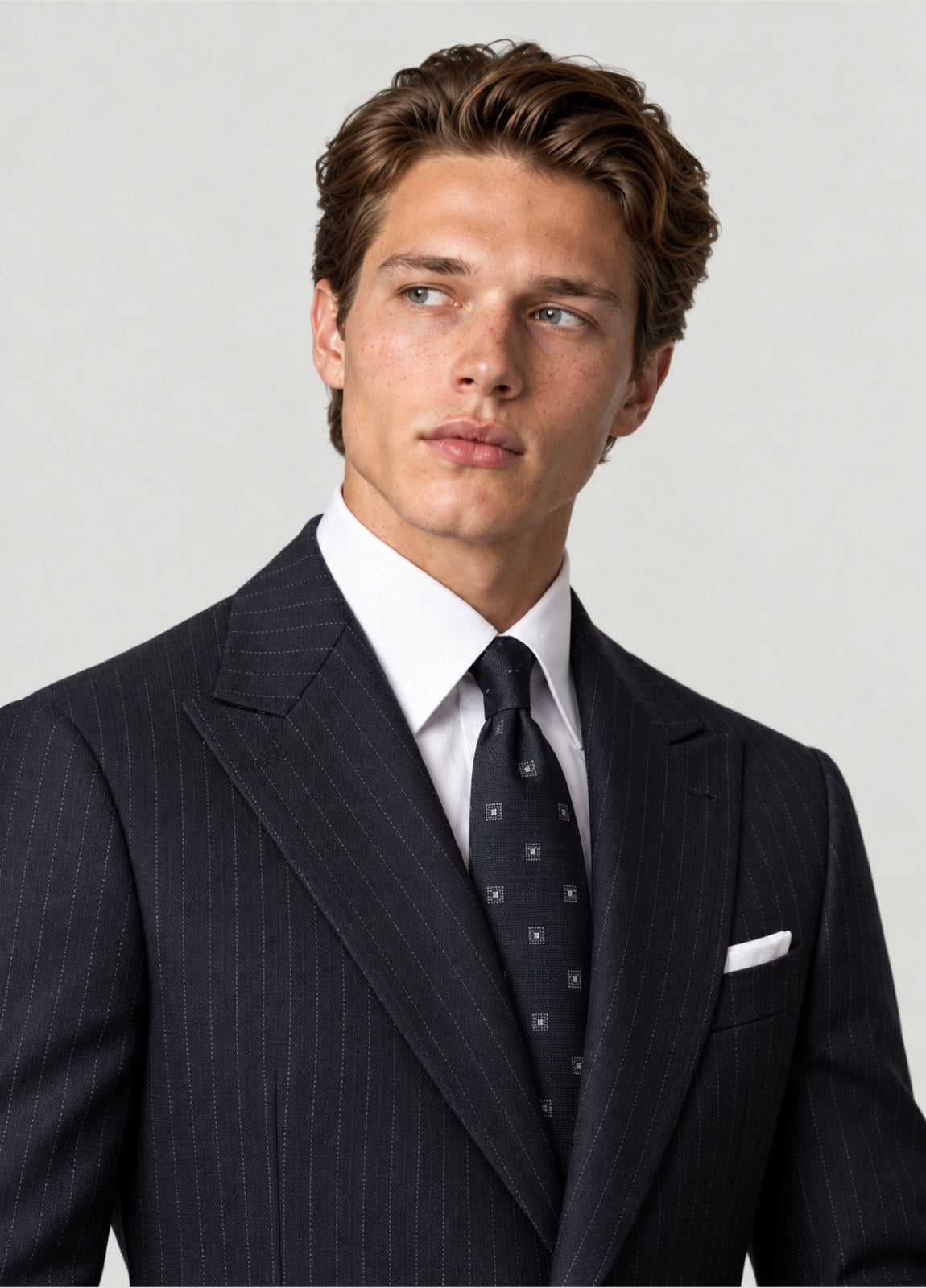 Traje Oxford Tailored Fit 2 botones marino raya diplomática a medida