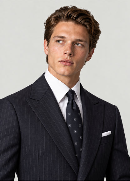 Traje Oxford Tailored Fit 2 botones marino raya diplomática a medida