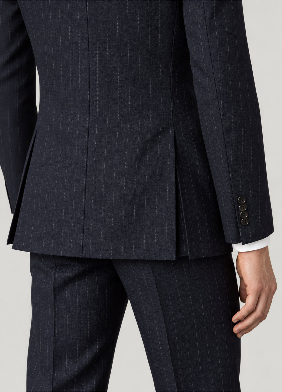Traje Oxford Tailored Fit 2 botones marino raya diplomática a medida