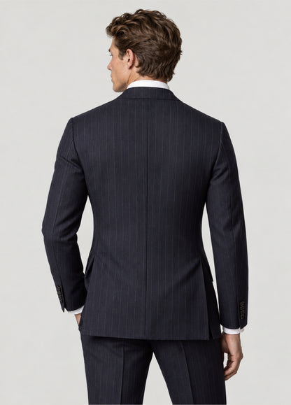 Traje Oxford Tailored Fit 2 botones marino raya diplomática a medida