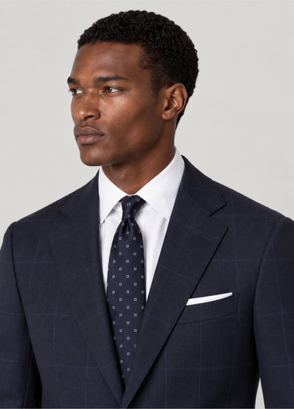 Traje Oxford Tailored Fit 2 botones marino cuadro ventana azul a medida