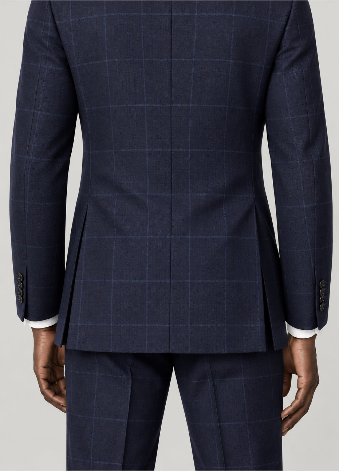 Traje Oxford Tailored Fit 2 botones marino cuadro ventana azul a medida
