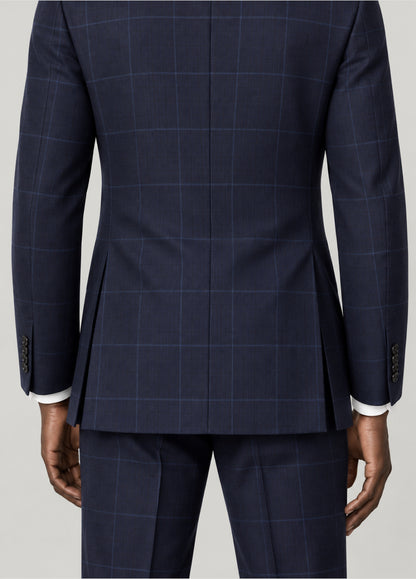 Traje Oxford Tailored Fit 2 botones marino cuadro ventana azul a medida