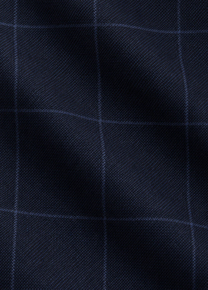 Blazer Oxford Tailored Fit 2 botones marino cuadro ventana azul a medida · tejido