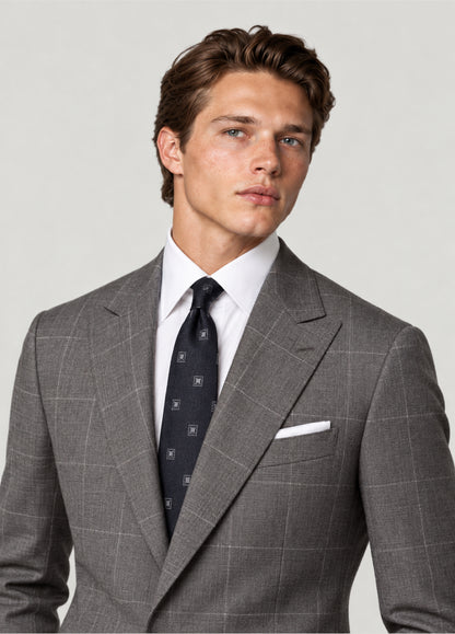 Traje Oxford Tailored Fit 2 botones gris cuadro ventana a medida