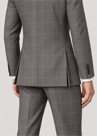 Traje Oxford Tailored Fit 2 botones gris cuadro ventana a medida