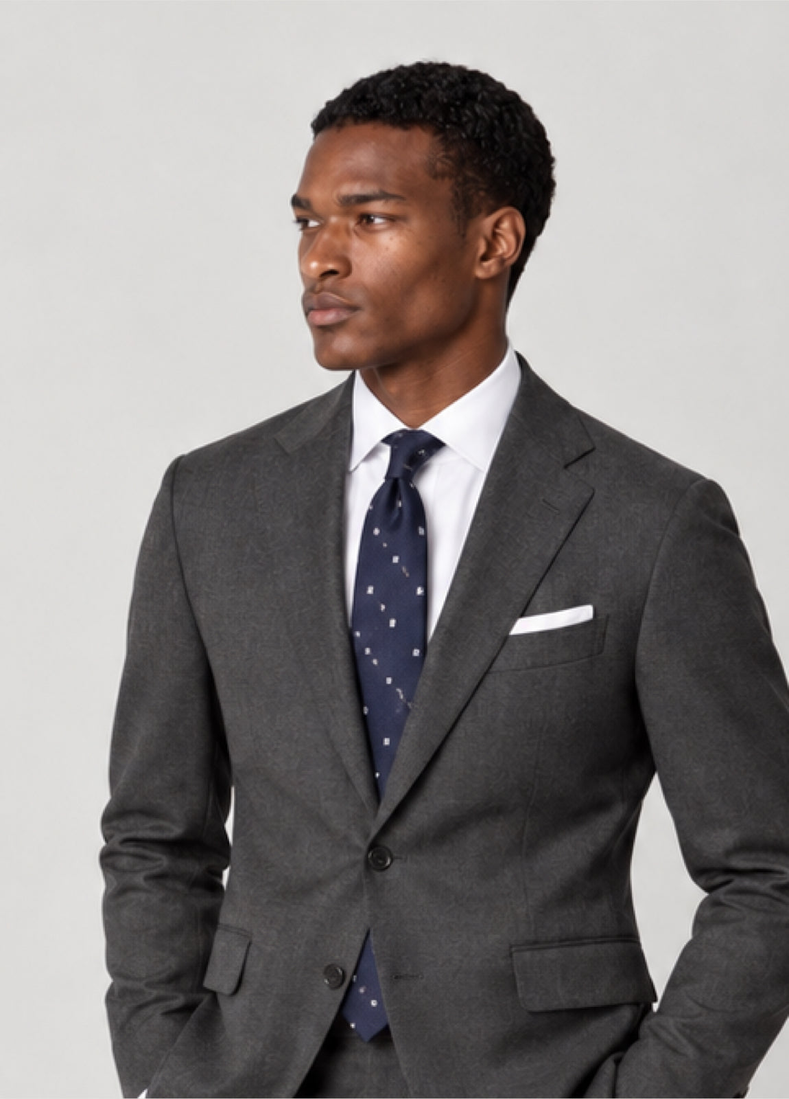 Traje Oxford Tailored Fit 2 botones gris jaspeado a medida