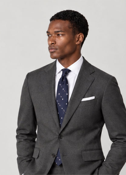 Traje Oxford Tailored Fit 2 botones gris jaspeado a medida