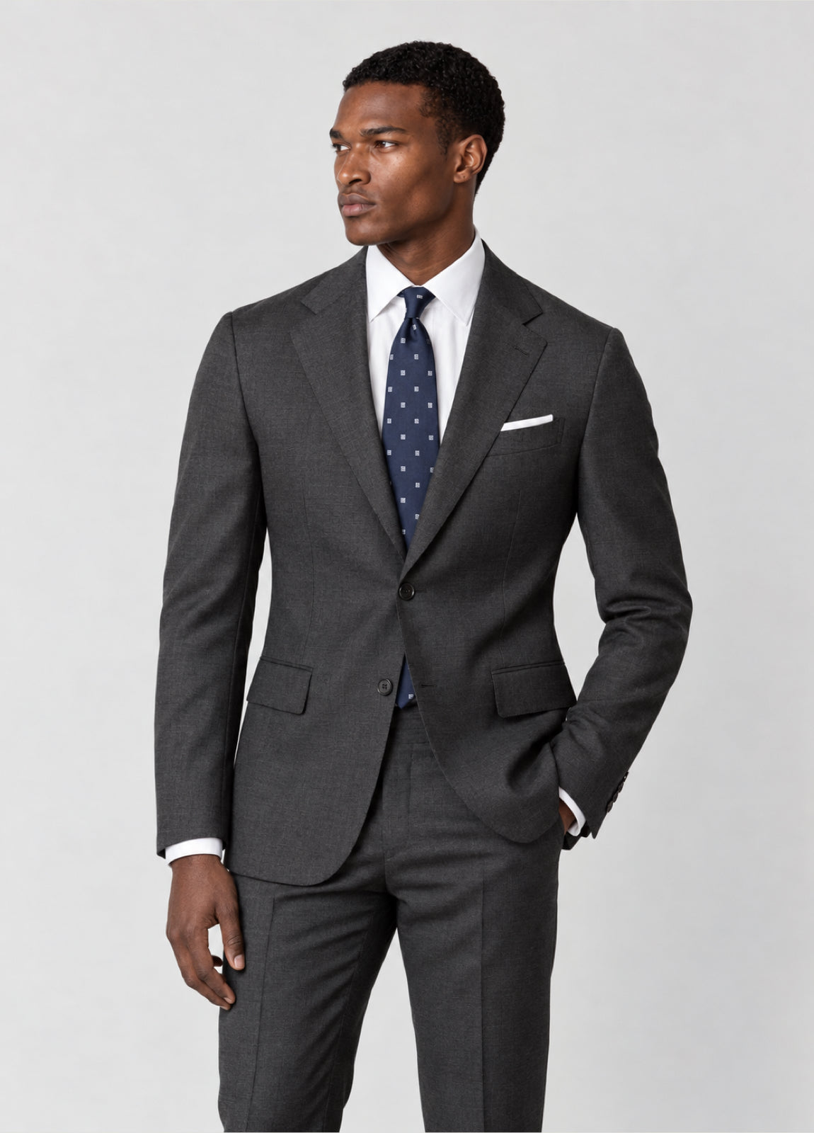 Traje Oxford Tailored Fit 2 botones gris jaspeado a medida