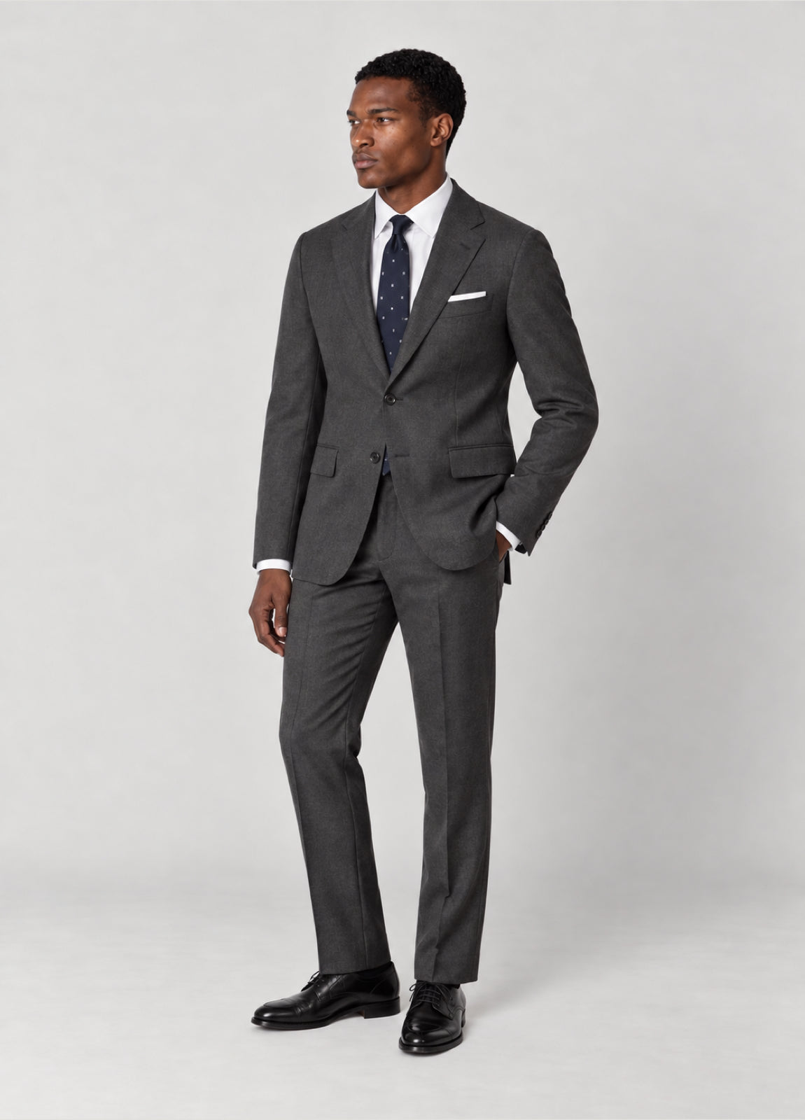 Traje Oxford Tailored Fit 2 botones gris jaspeado a medida