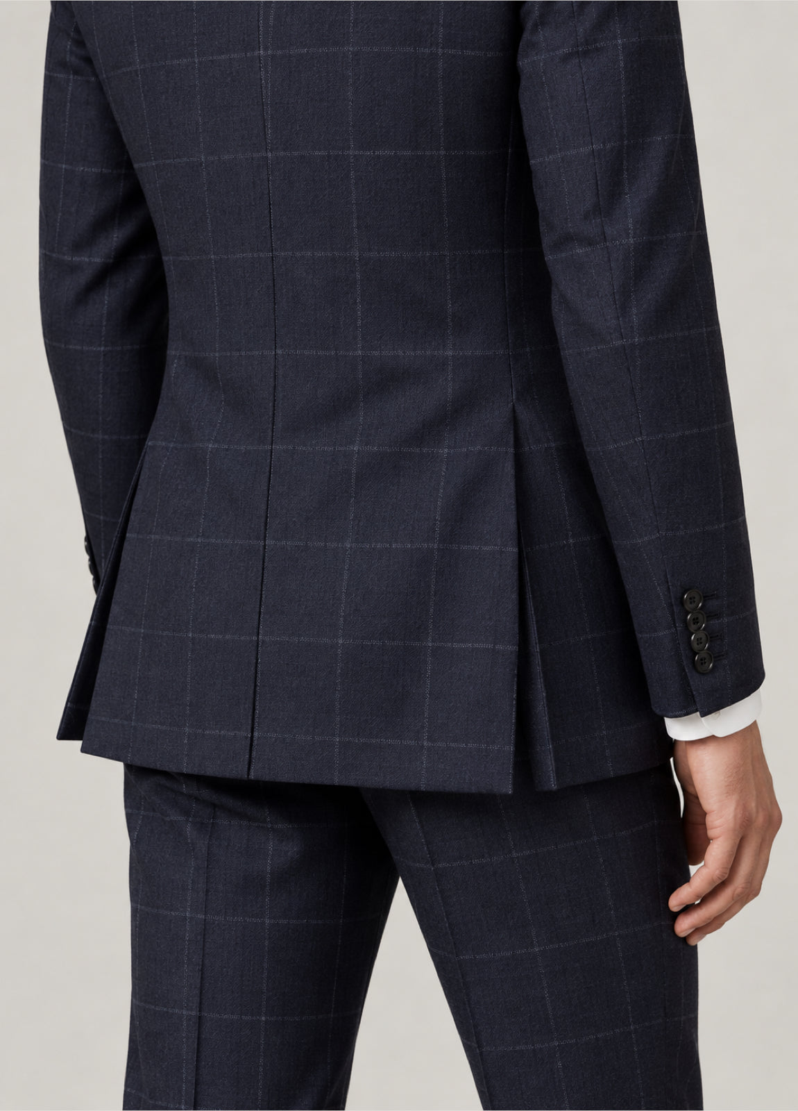 Traje Oxford Tailored Fit 2 botones marino cuadro ventana blanco a medida