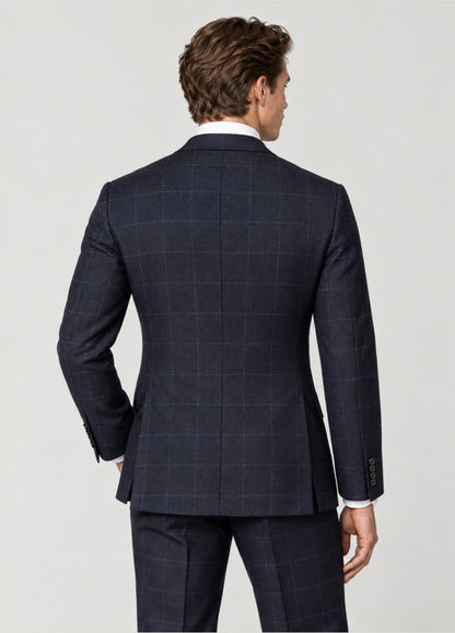 Traje Oxford Tailored Fit 2 botones marino cuadro ventana blanco a medida