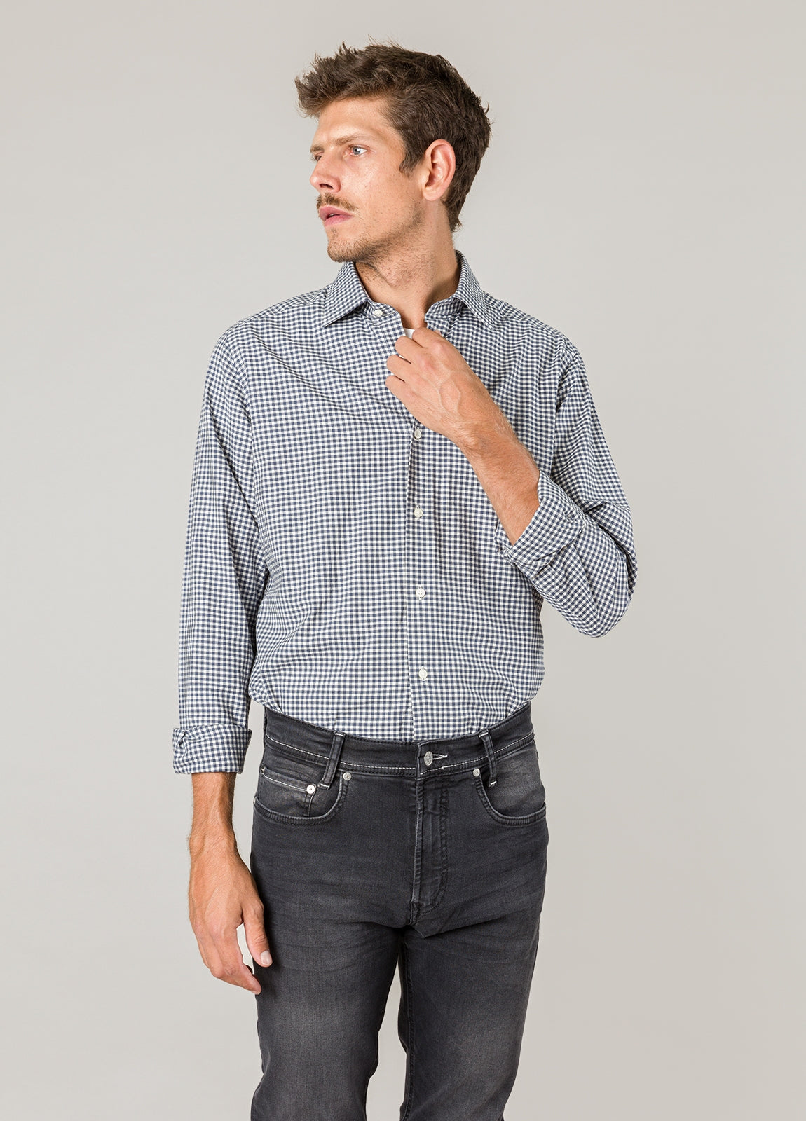 Camisa sport cuadros marino
