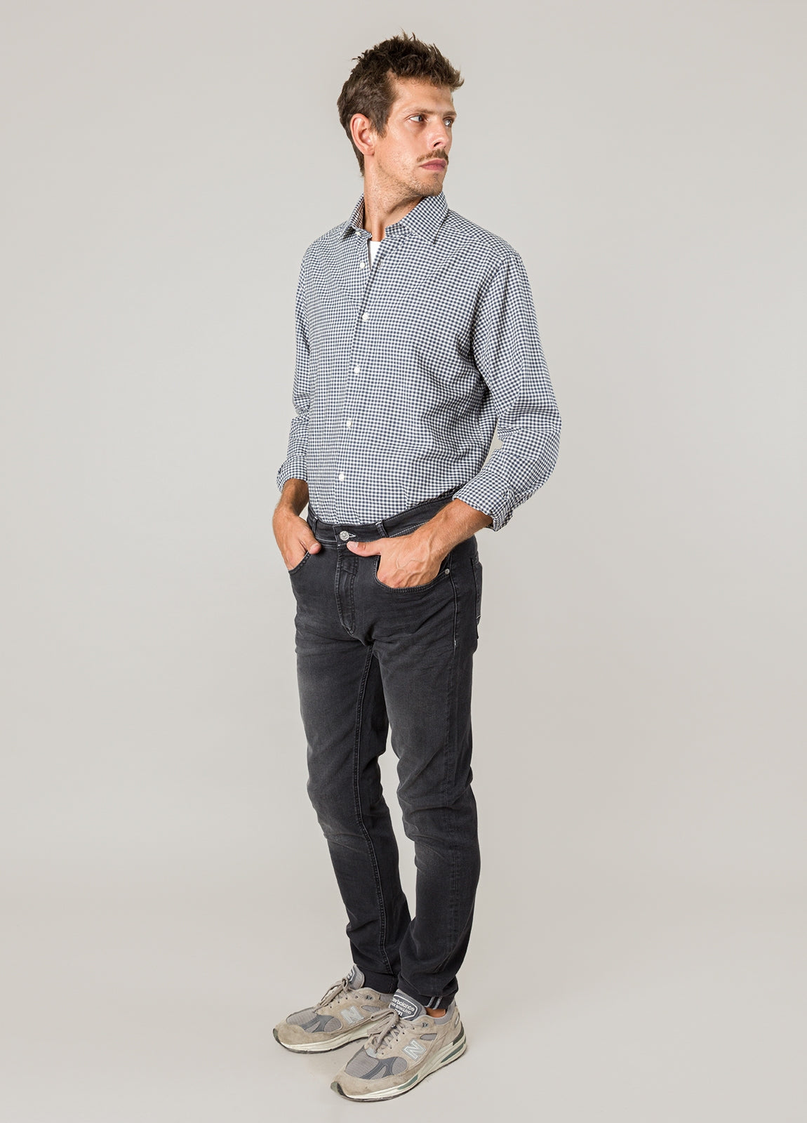 Camisa sport cuadros marino