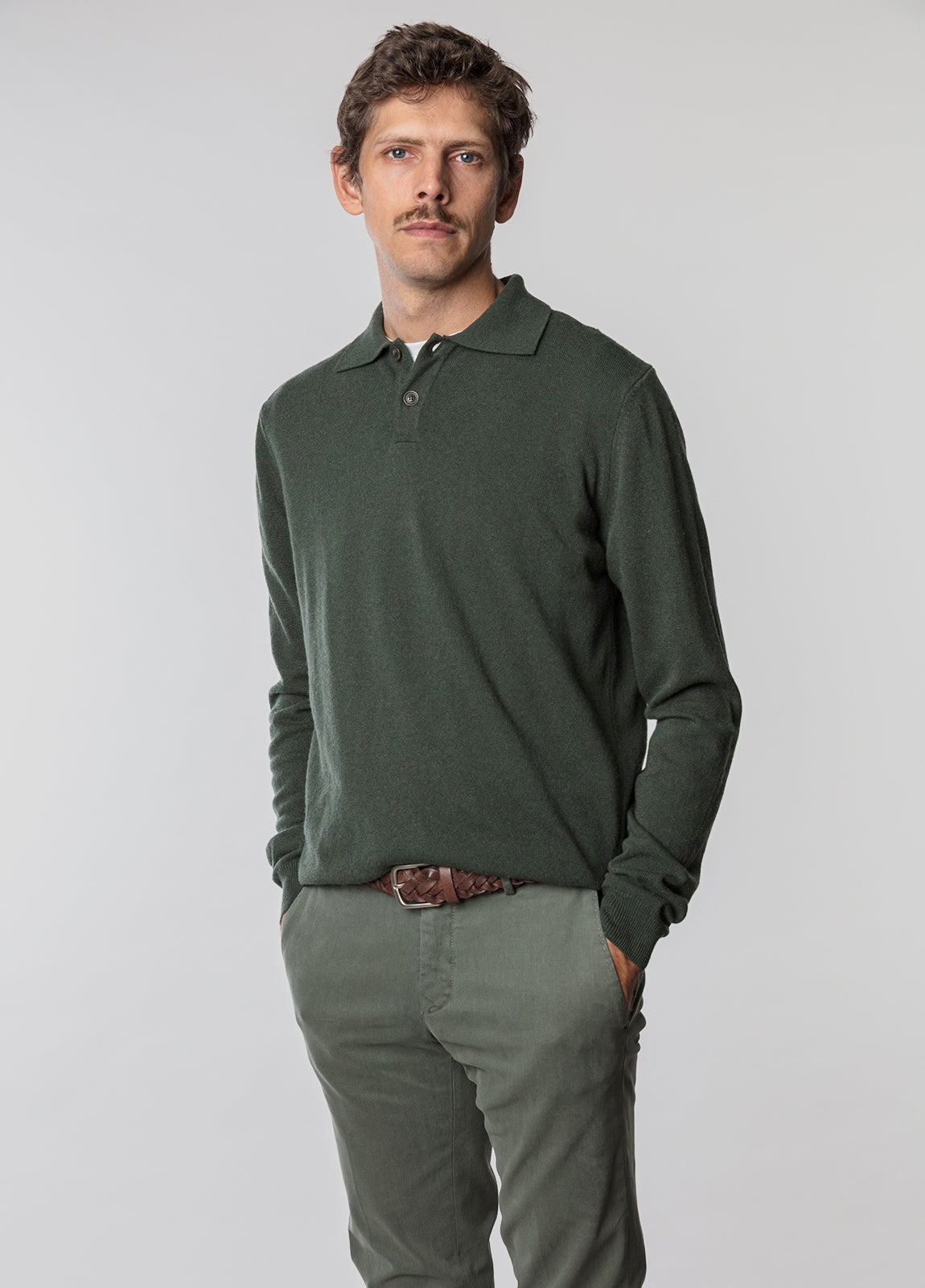 Jersey cuello polo kaki