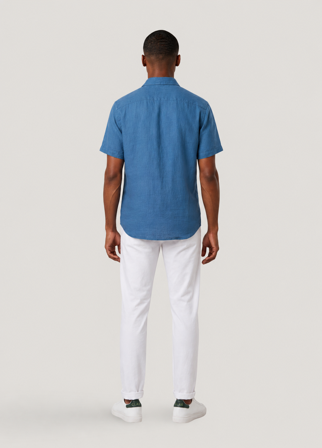Camisa manga corta lino azul