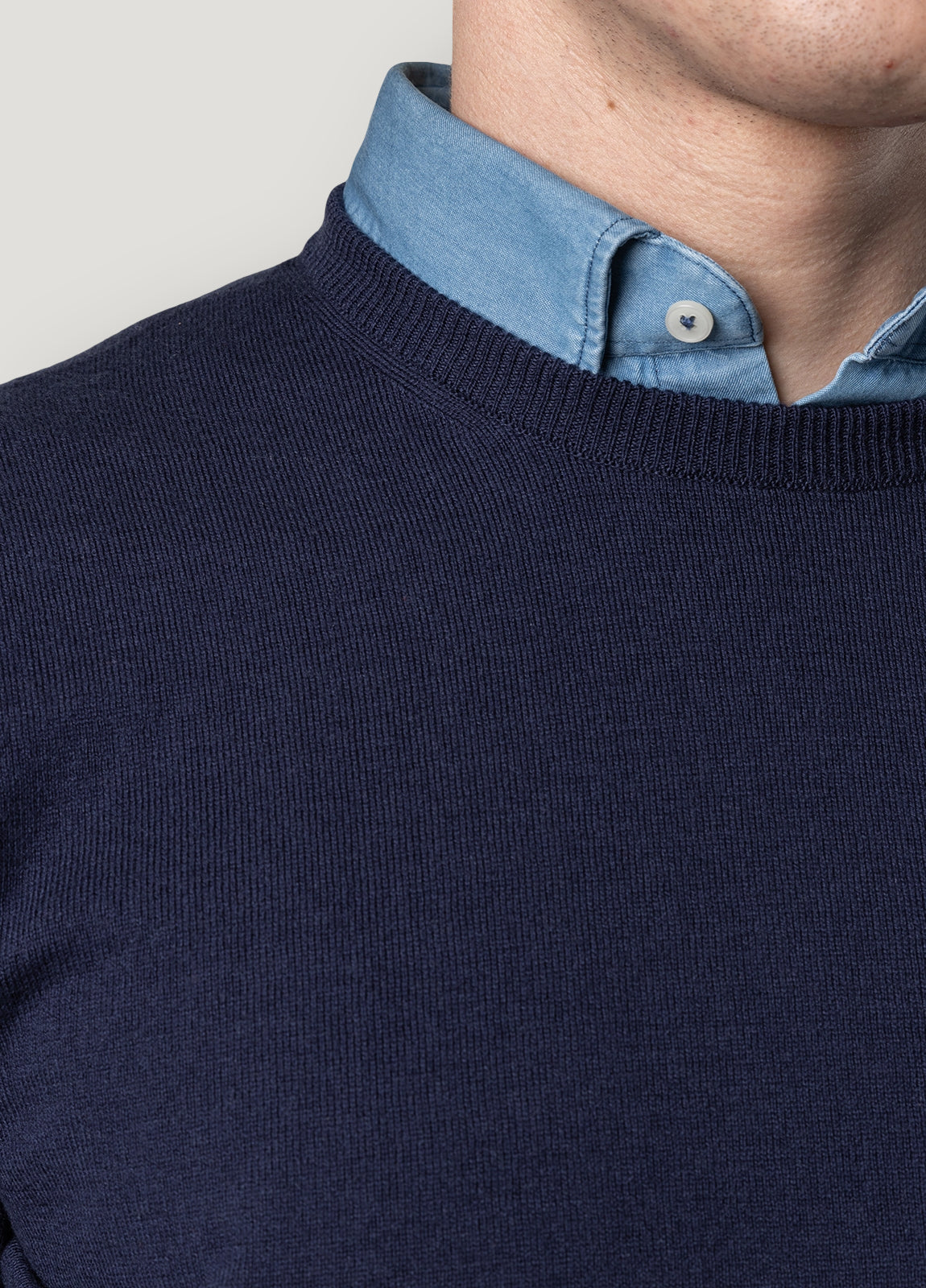 Navy crew neck jersey