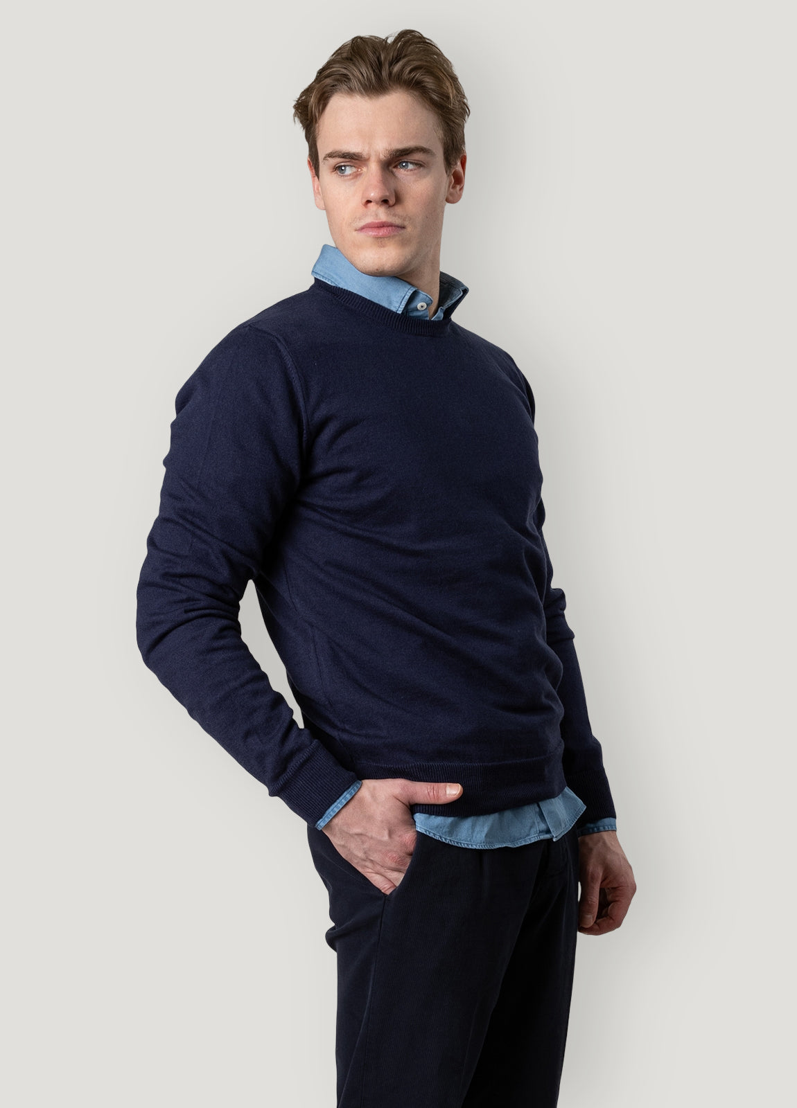Navy crew neck jersey