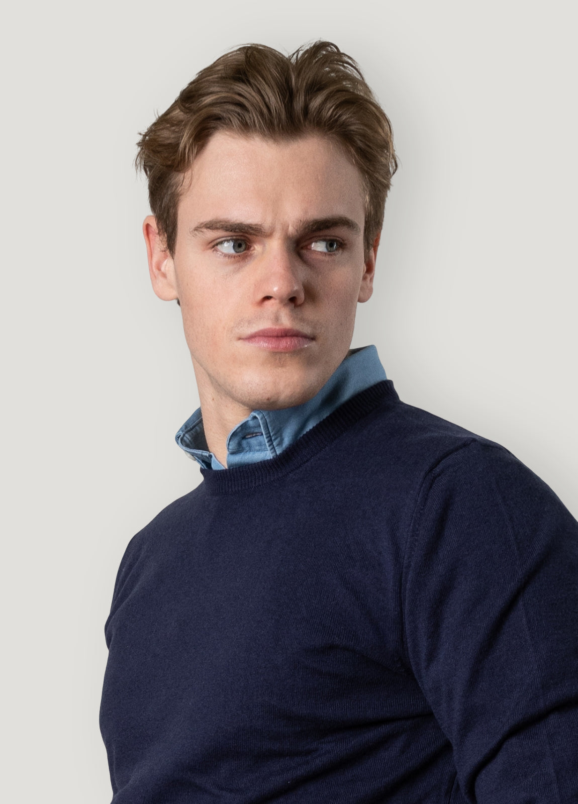 Navy crew neck jersey