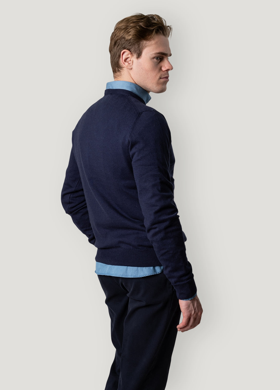 Navy crew neck jersey